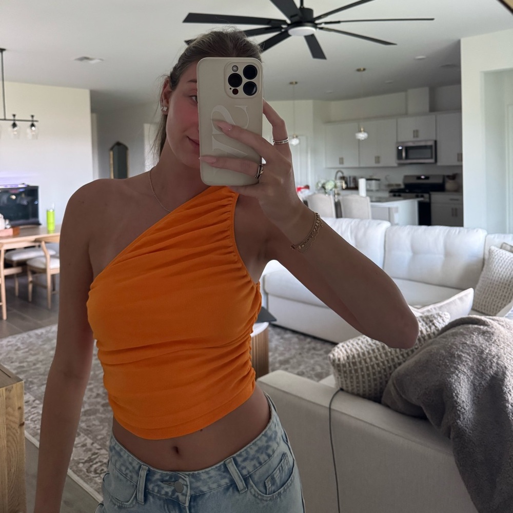 Orange One-Shoulder Top